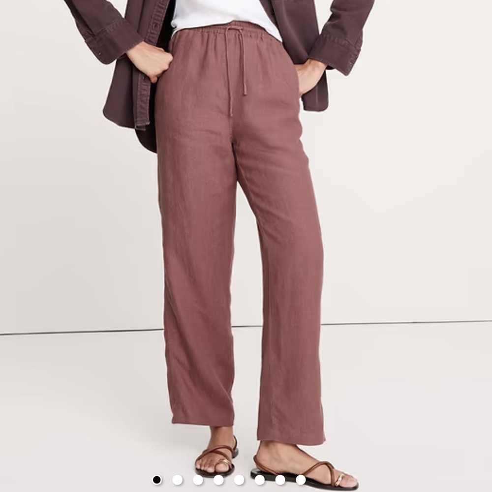 Banana Republic Relaxed Drawstring Linen-Blend Pants in Mauve